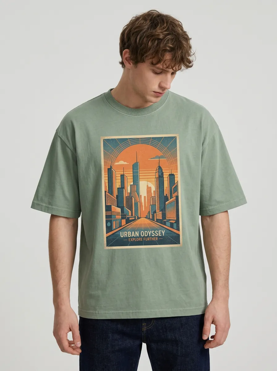 Men's City Skyline Sunset Printed T-Shirt