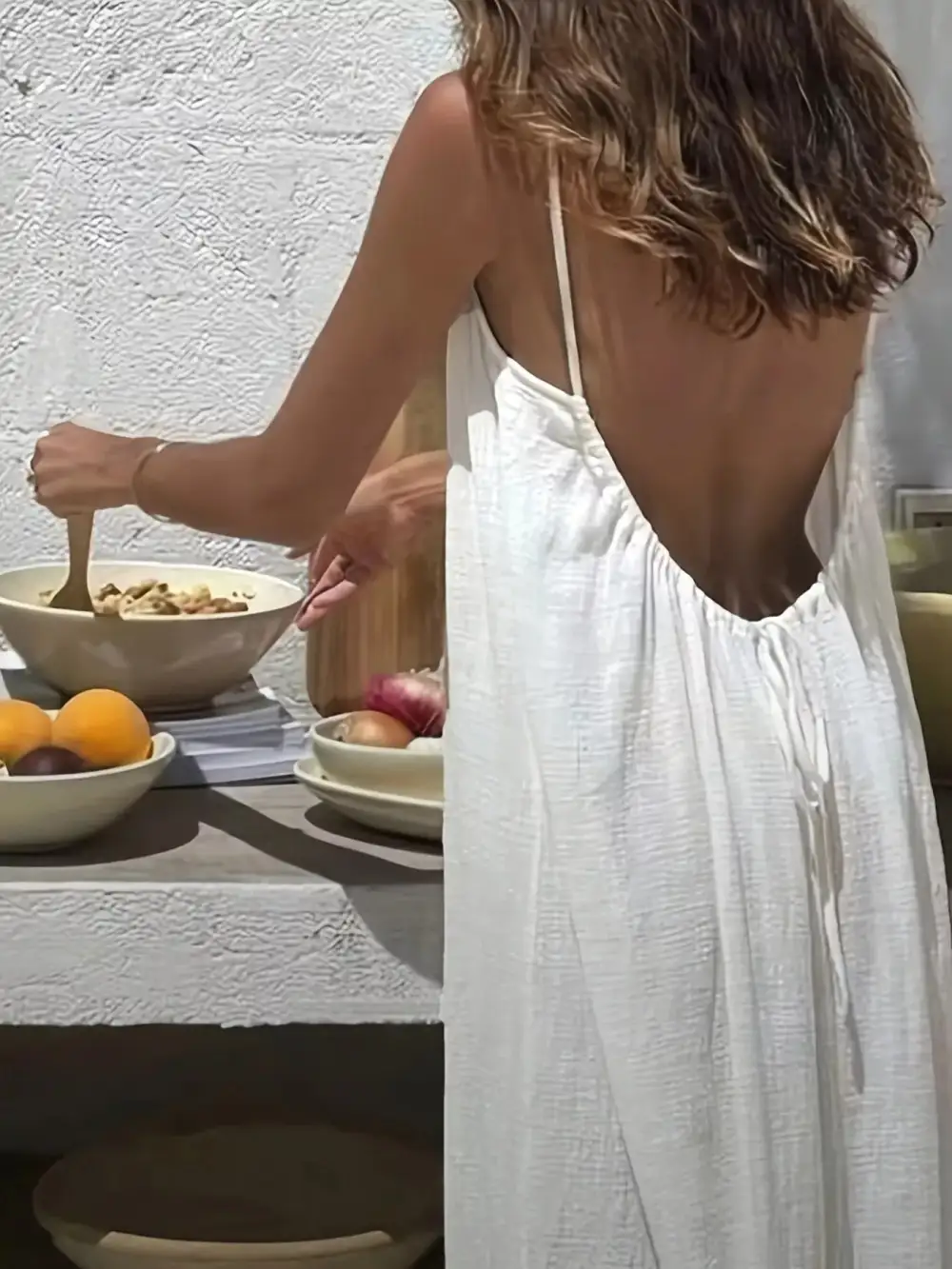 Relaxed Backless Scoop Neck Maxi Dress