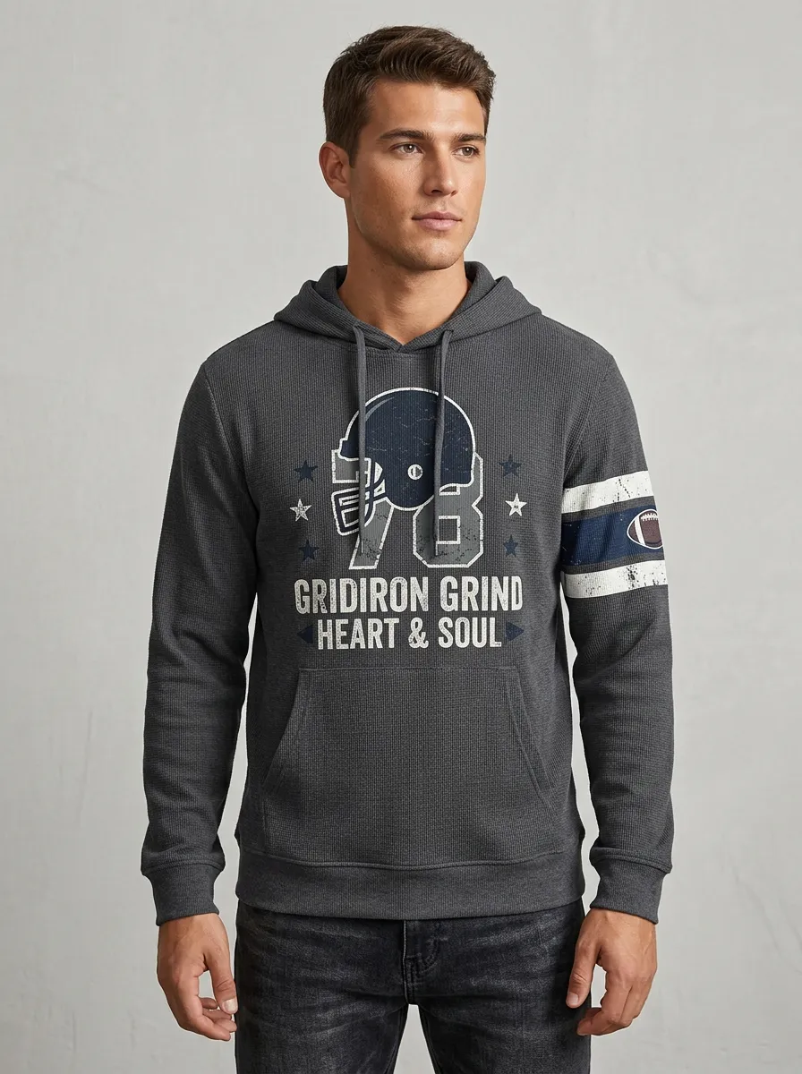 Men's American Football Gridiron Grind Helmet Printed Hoodie