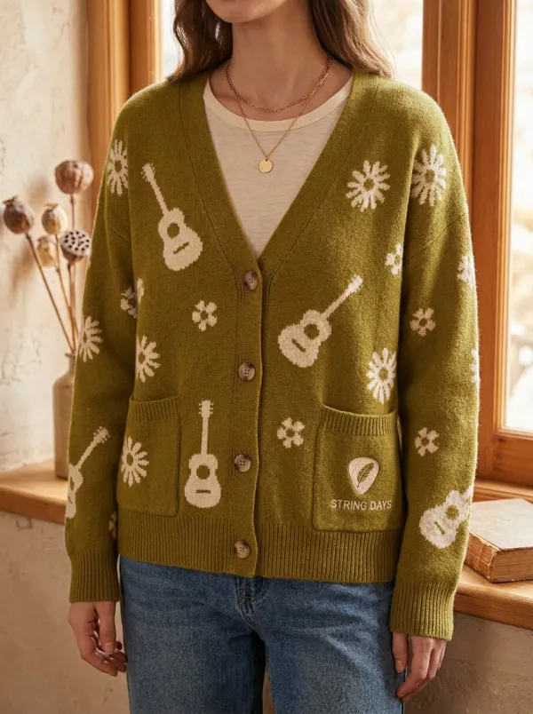 Western Country Music Cardigan