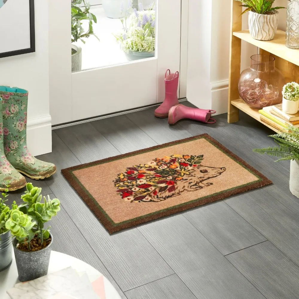 Floral Hedgehog Door Mat