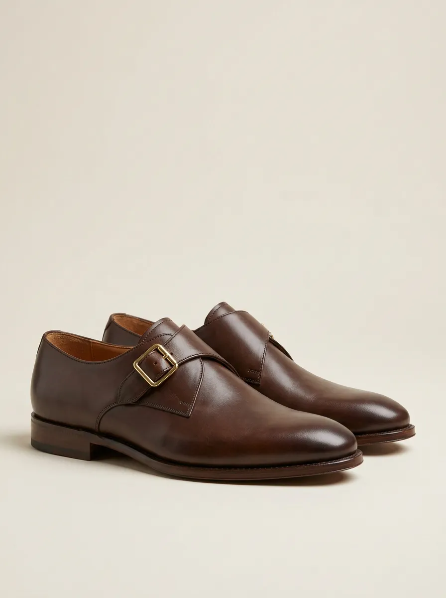 Men's Classic Classic Leather Single Monk Strap Dress Shoes