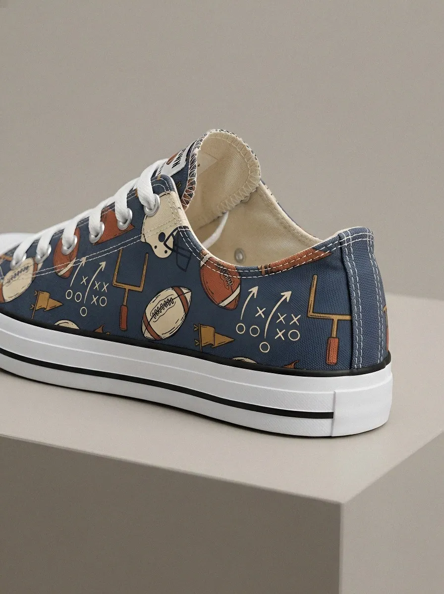Unisex American Football Fan Helmet Ball Playbook Printed Sneakers