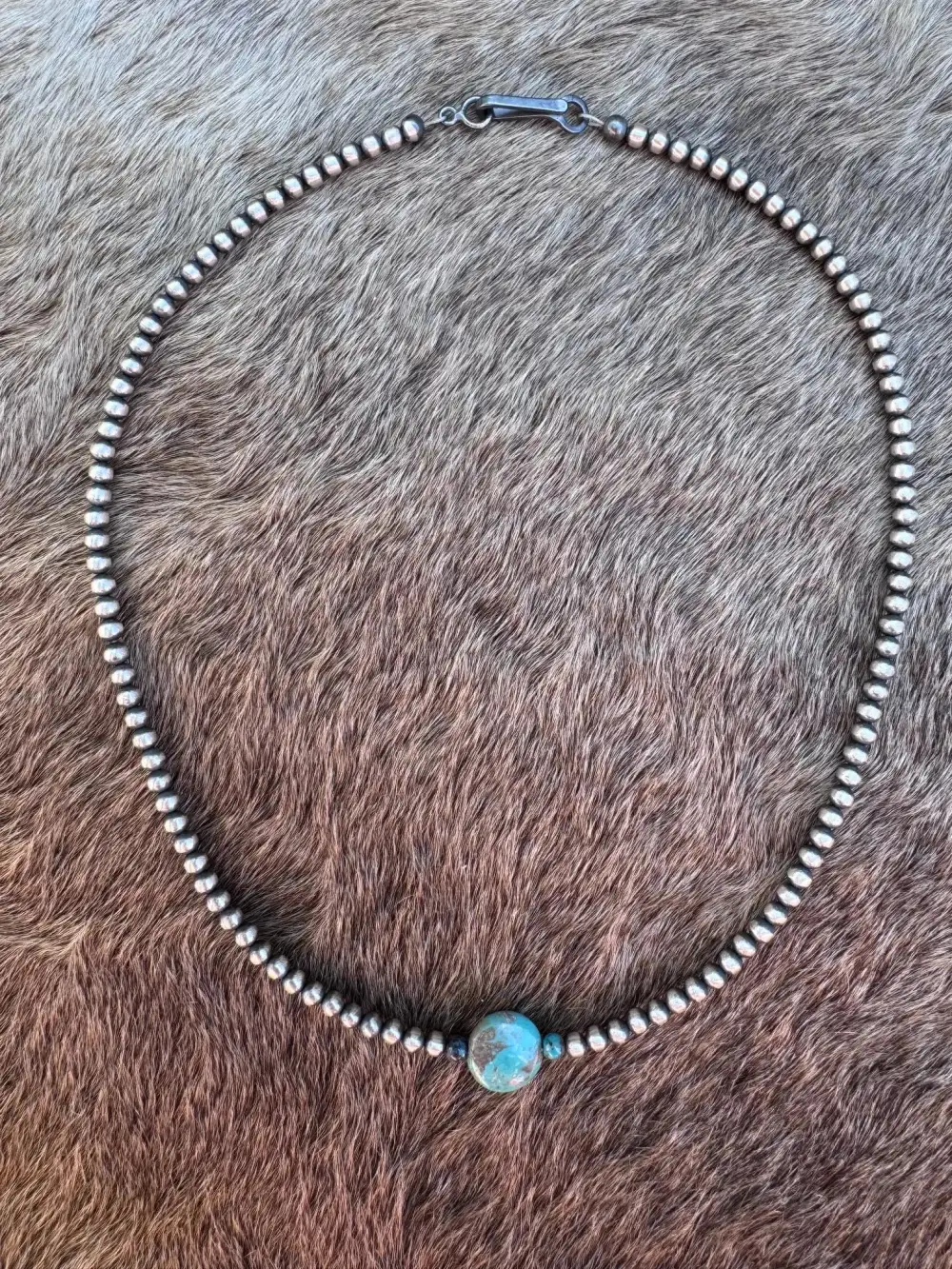 Beaded Turquoise Spinel Sterling Silver Necklace
