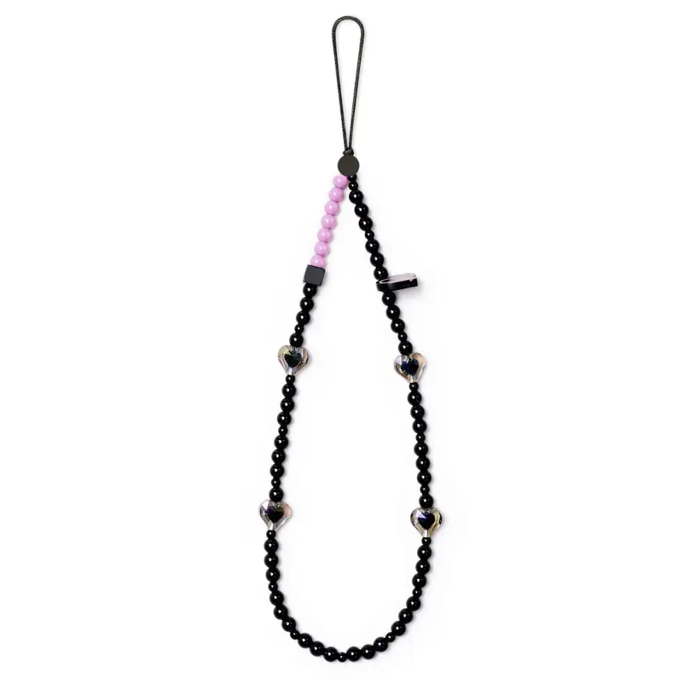 Charming Heart Beaded Phone Charm Strap