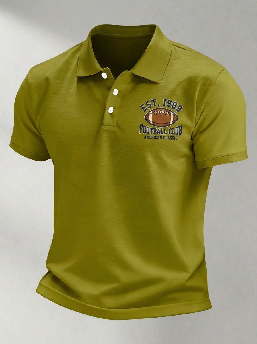 Men's American Football Lover Est Graphic Polo Shirt