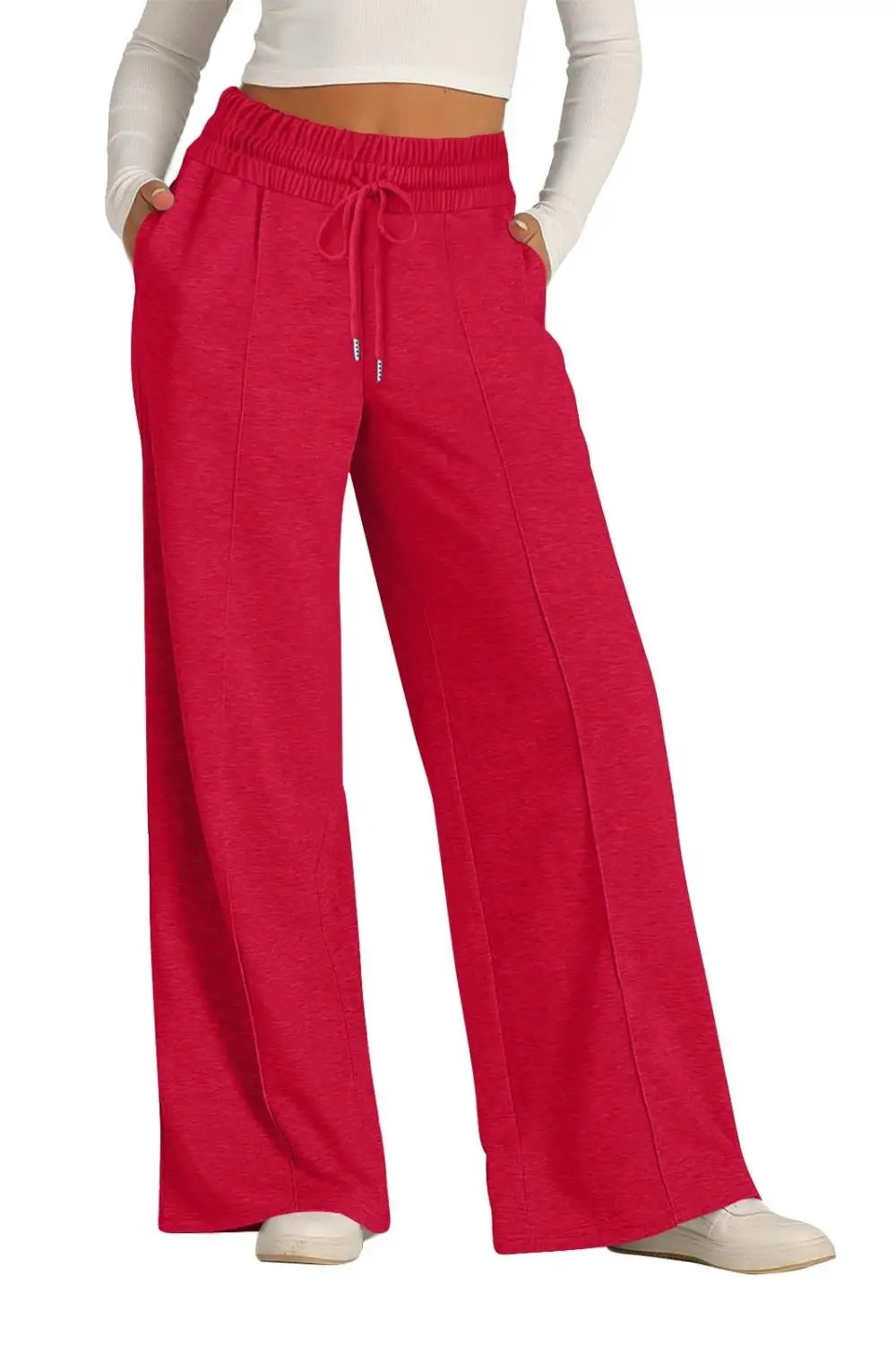Relaxed Drawstring Elastic Waist Wide Leg Pants