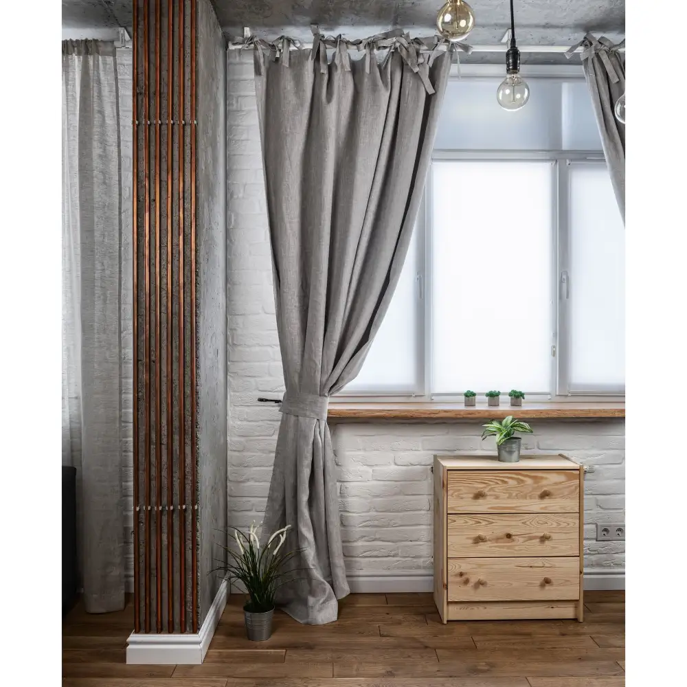Blackout Top Tie Linen Curtain
