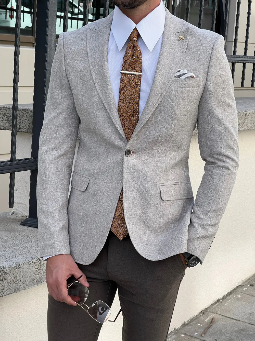 Slim Fit High Quality Pointed Collar Blazer