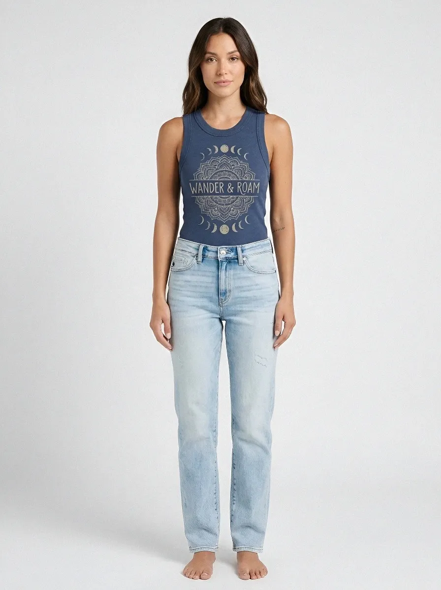 Women's Wander Mandala Printed Ribbed Tank Top
