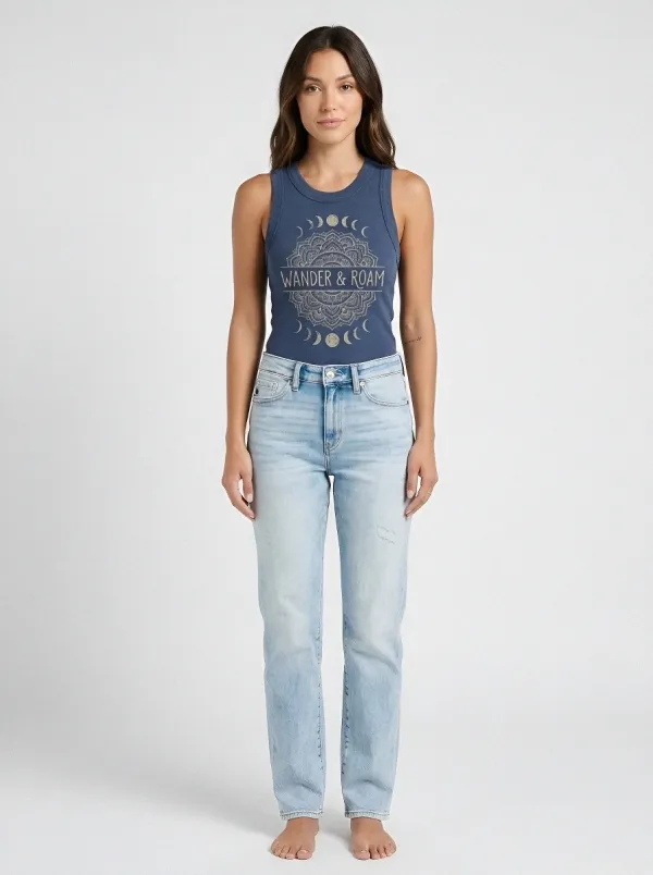 Women's Wander Mandala Printed Ribbed Tank Top
