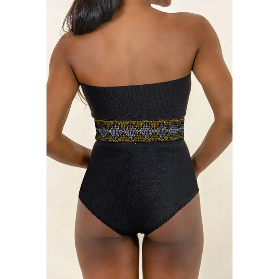 Women's Sleeveless Geometric One-Piece Swimsuit