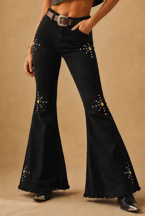 Bell Bottom High Waist Western Style Denim Jeans