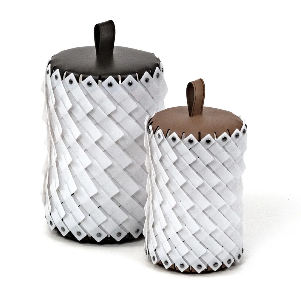Woven Leather Table Lantern