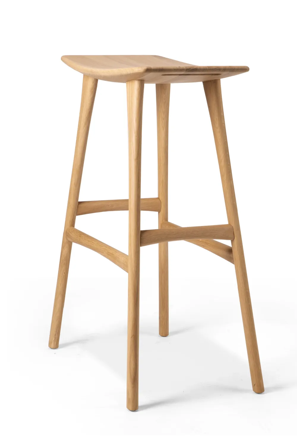 Backless Oak-Frame Bar Stool