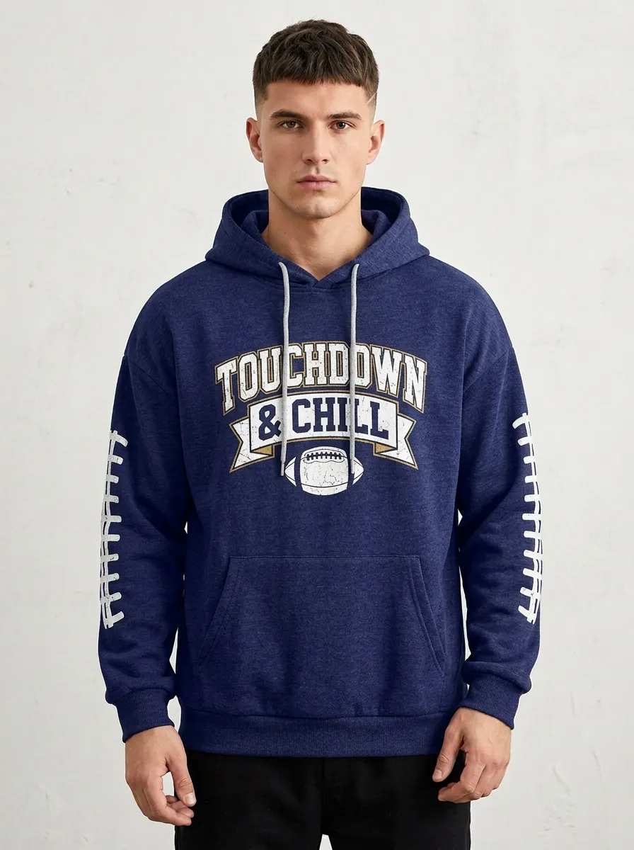 Men's Football Lover Touchdown & Chill Graphic Hoodie