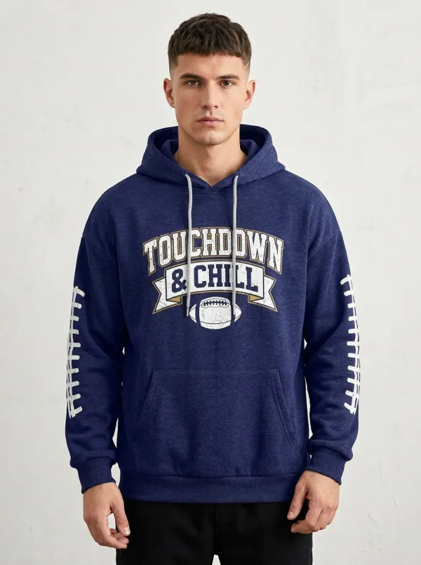 Men's Football Lover Touchdown & Chill Graphic Hoodie