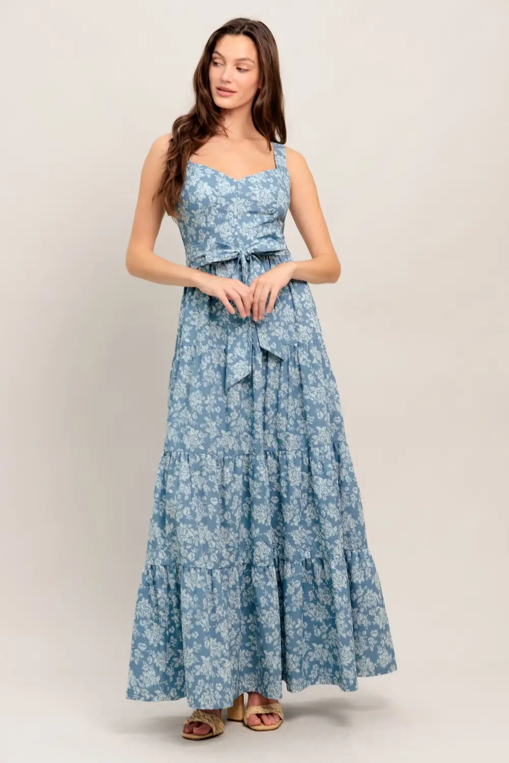 Classic Tiered Cotton Printed Maxi Dress