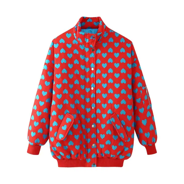 Oversized Quilted Stand Collar Utility Pocket Bomber Jacket
