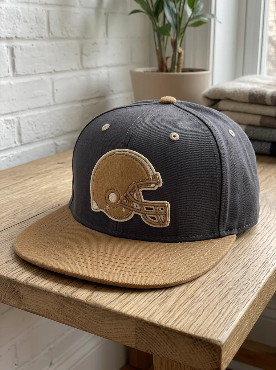 Unisex American Football Fan Brown Helmet Embroidered Snapback Cap
