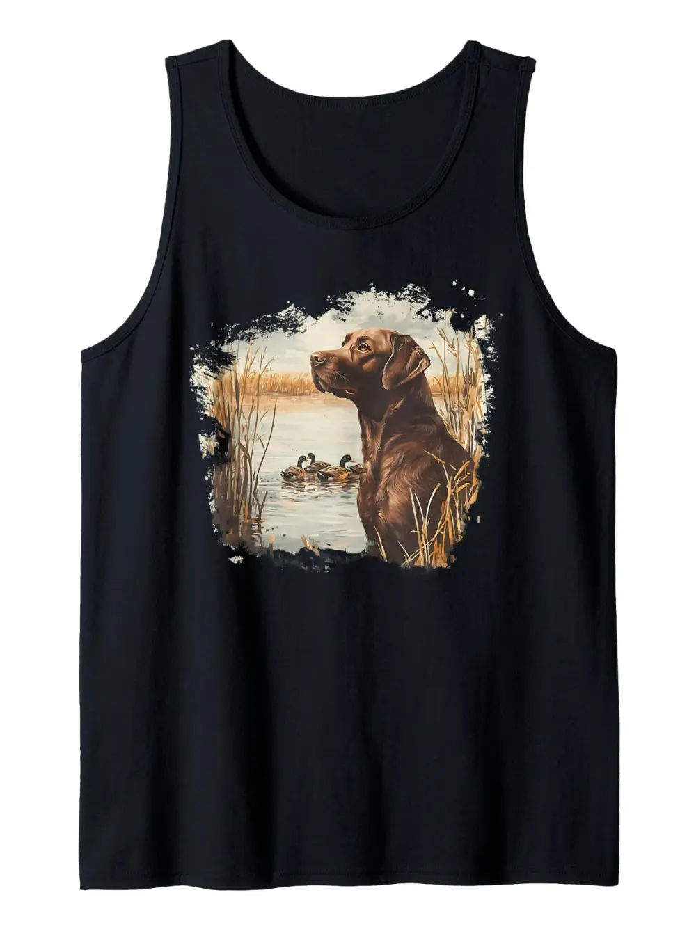 Retro Chocolate Lab Mallard Print Tank Top
