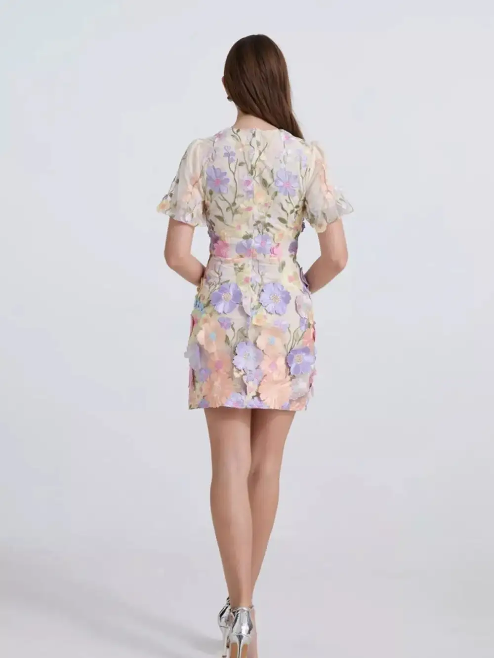Puff-Sleeve Floral Mini Dress