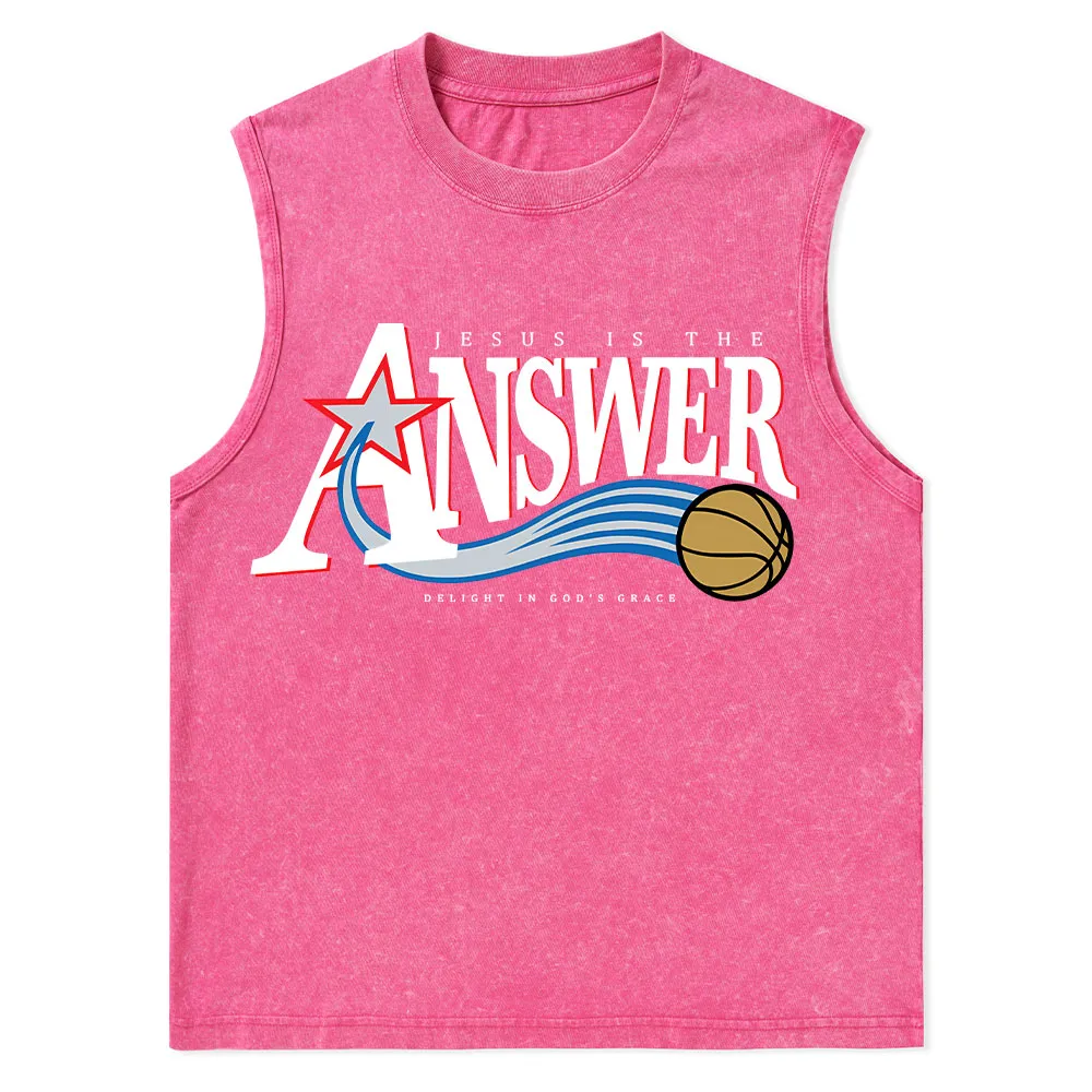 Jesus Is The Answer Christian Washed Tank Top