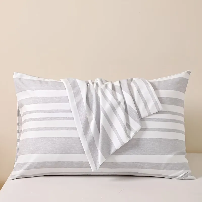 2 Pcs Dual-Tone Stripe Pillow Cover