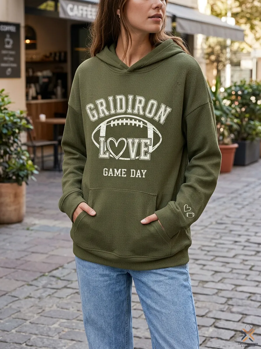 Women's Gridiron Ball Love Game Day Graphic Hoodie