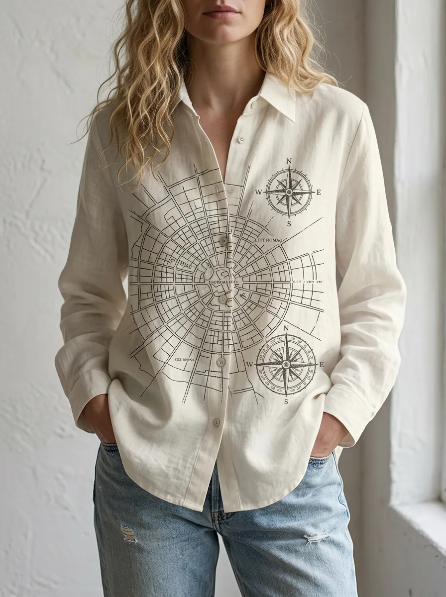 Travel Lover Compass Casual Shirt