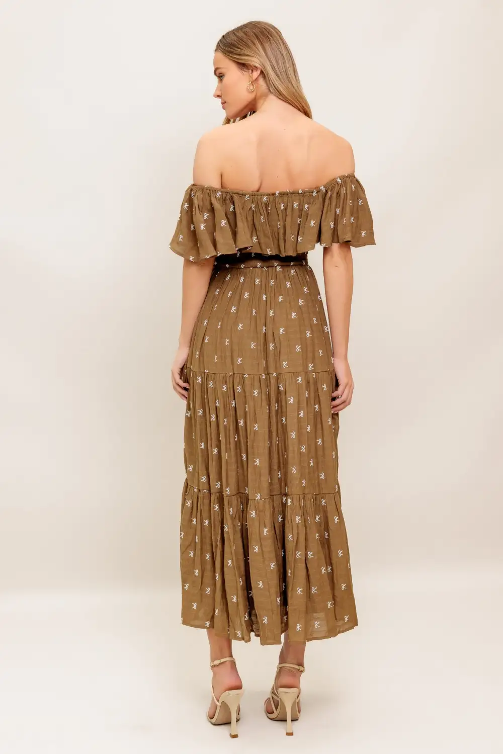 Tiered Off-Shoulder Midi Dress