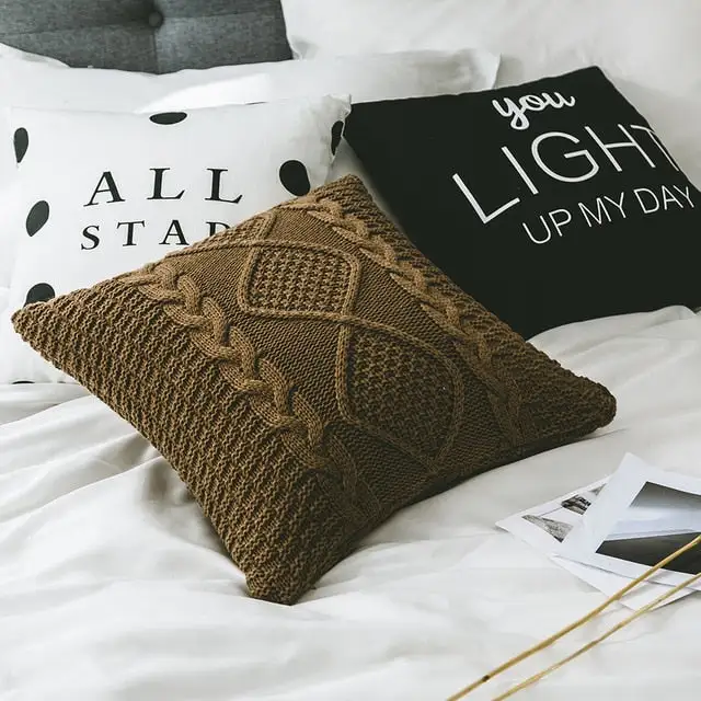 Knitted Square Cotton Decorative Throw Blanket