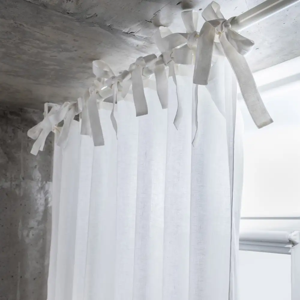 Top Tie Linen Curtain Panel