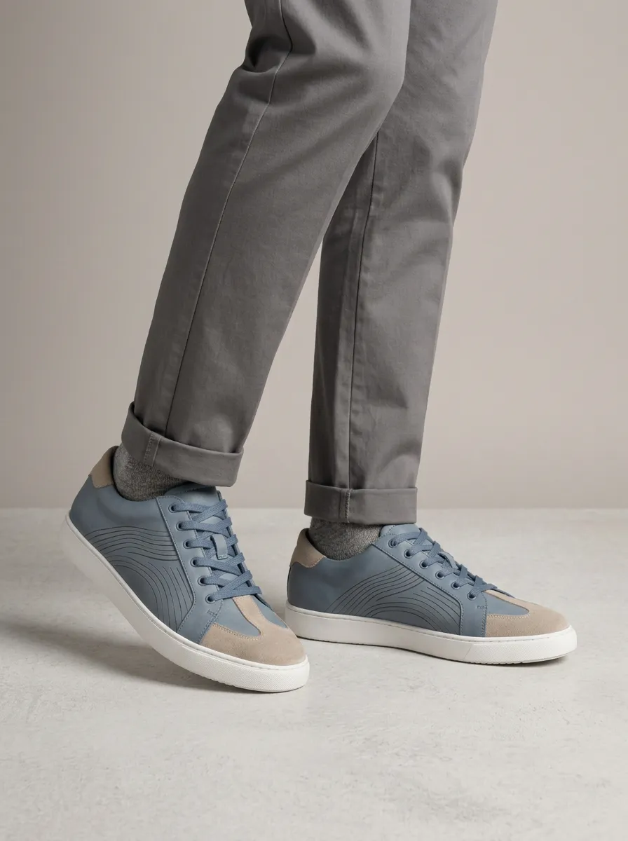 Men's Minimalist Suede Wave Pattern Printed Casual Shoes
