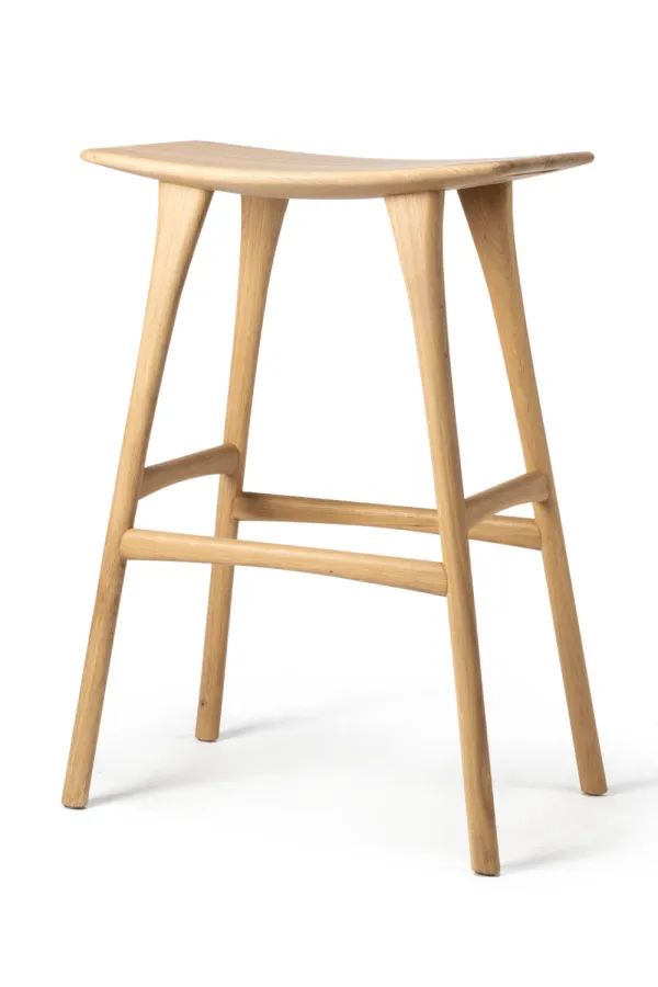 Backless Oak-Frame Bar Stool