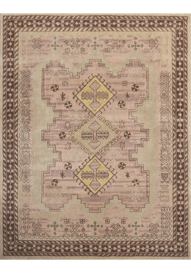 Artisan Handwoven Geometric Tribal Inspired Wool Area Rug
