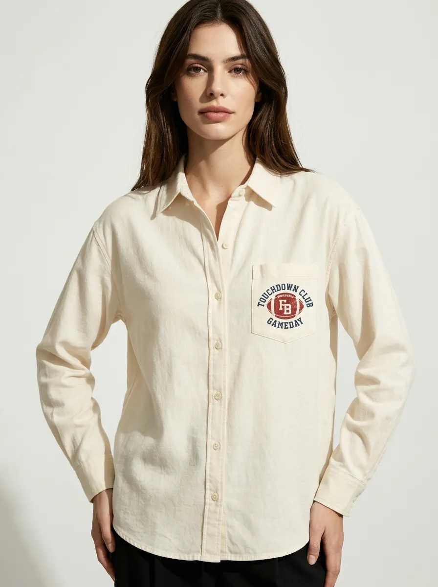Women's Football Fan Touchdown Club Gameday Printed Shirt
