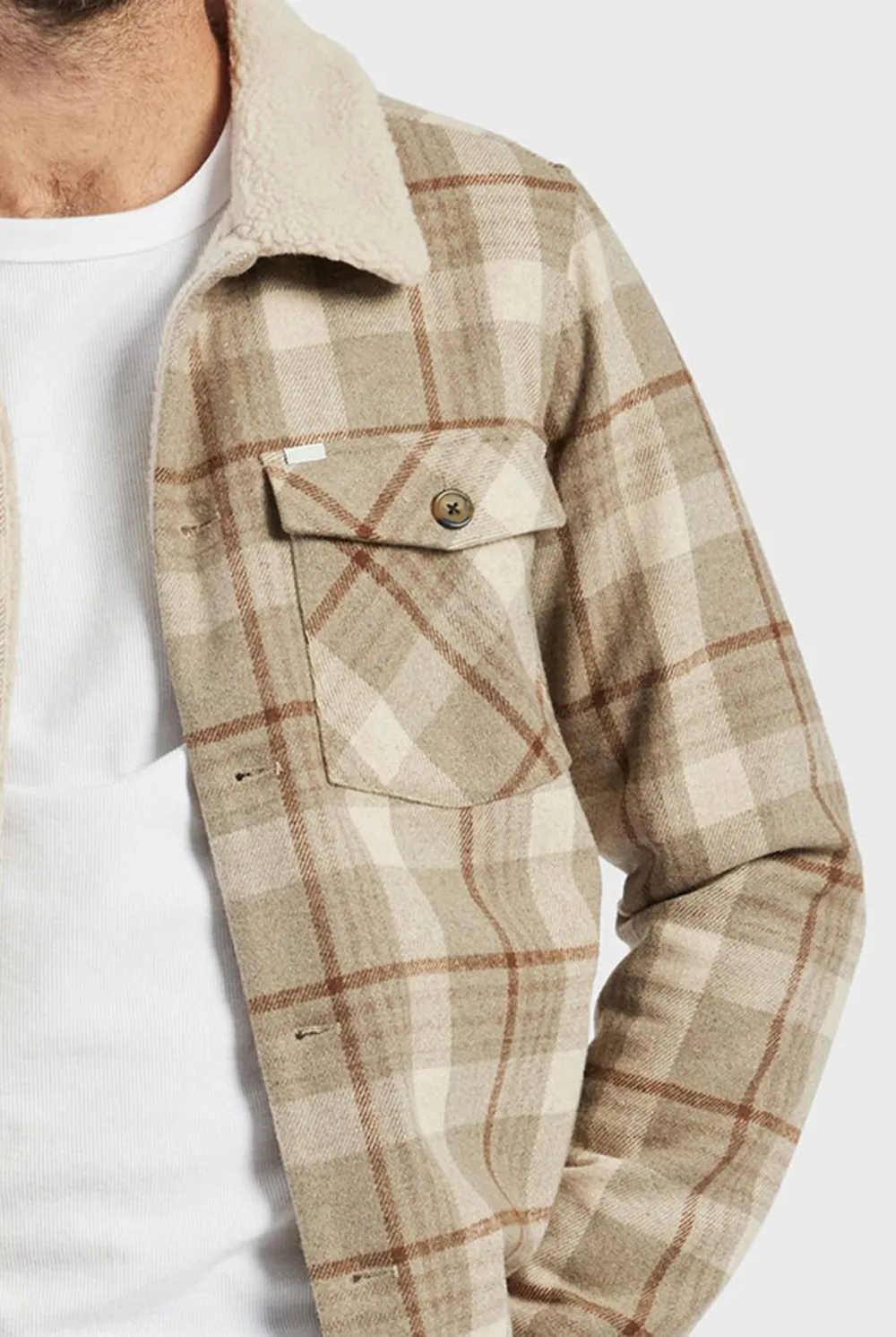 Sherpa Collar Plaid Quilted Shirt Jacket
