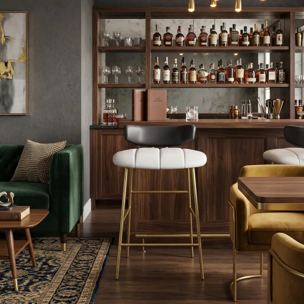 Contemporary Leather Counter Stool