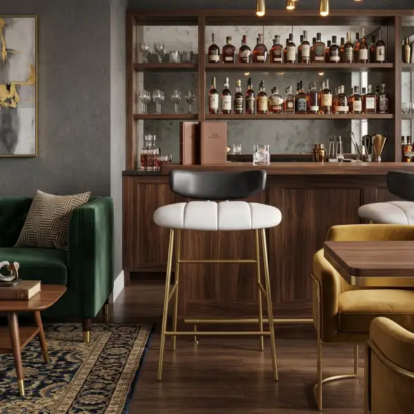 Contemporary Leather Counter Stool