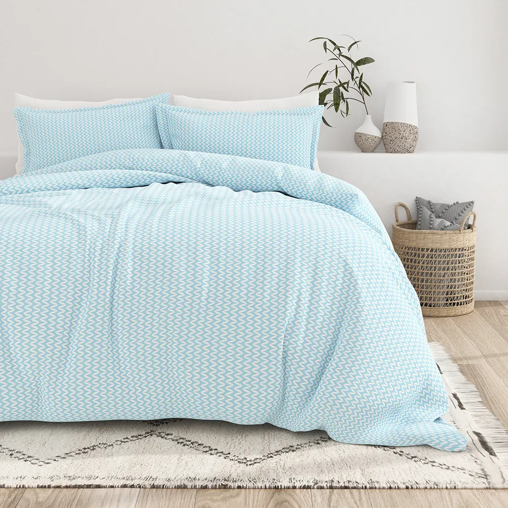 Puffed Chevron Pattern Duvet Cover Set