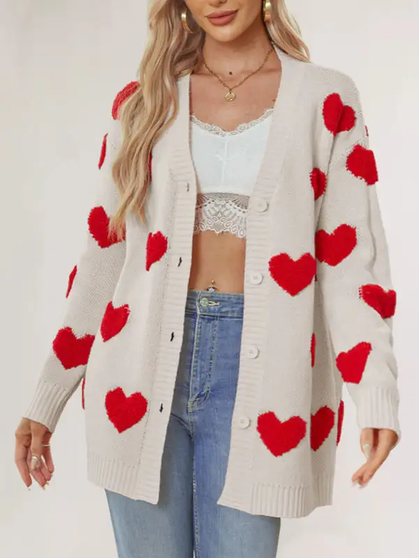 V-Neck Knit Pocketed Cardigan