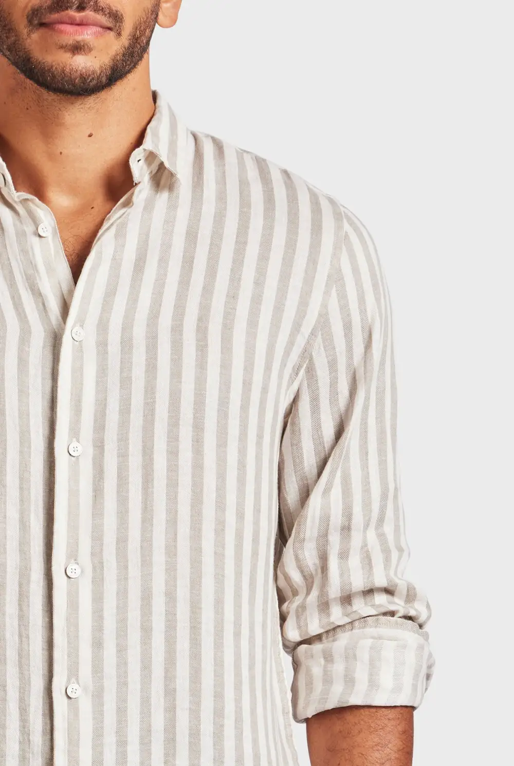 Vertical Stripe Cotton Casual Button Down Shirt