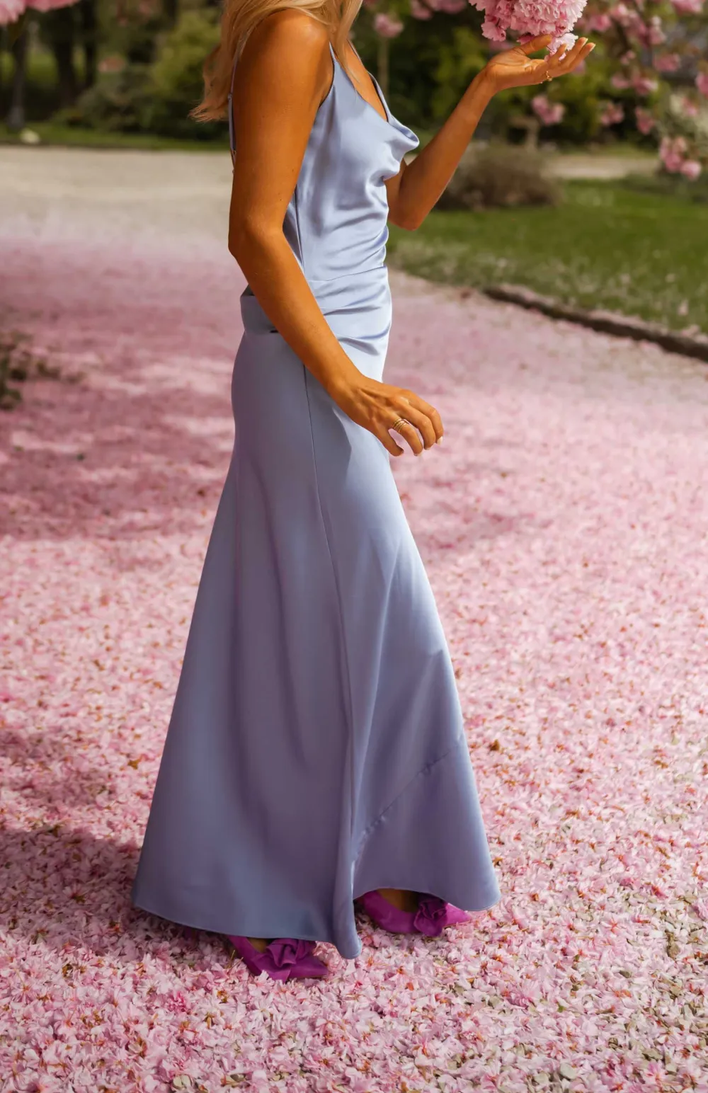 Satin Finish Strappy Maxi Dress