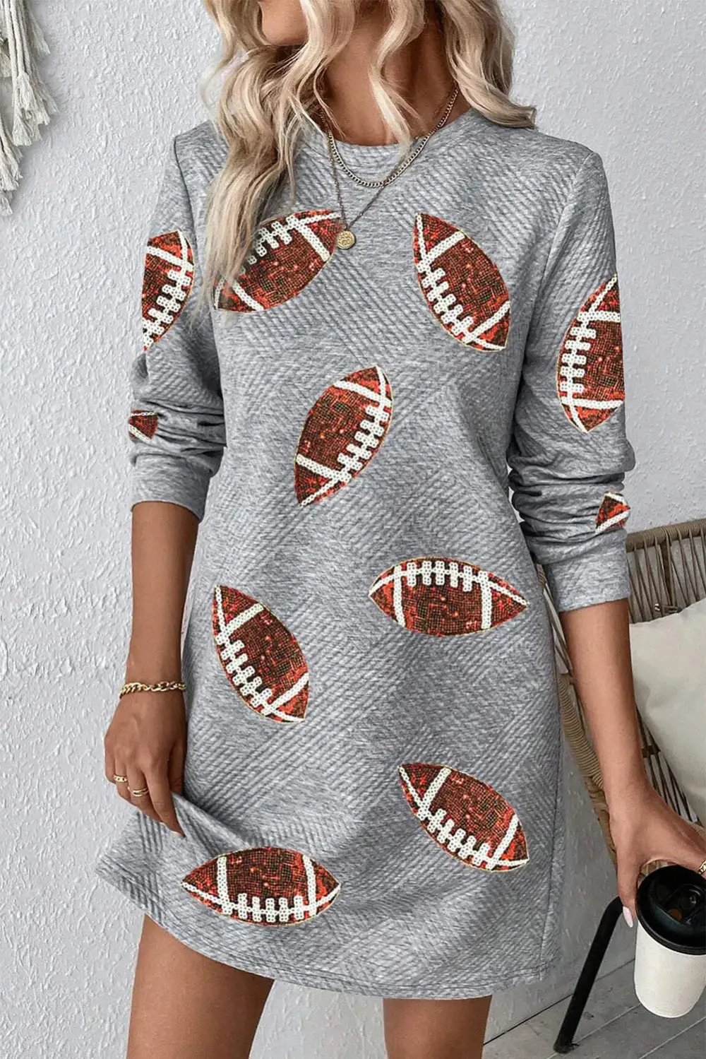 Feminine Long Sleeve Mini Dress