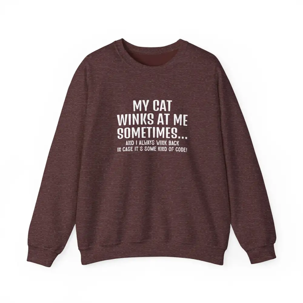 Winking Cat Graphic Crewneck Sweatshirt