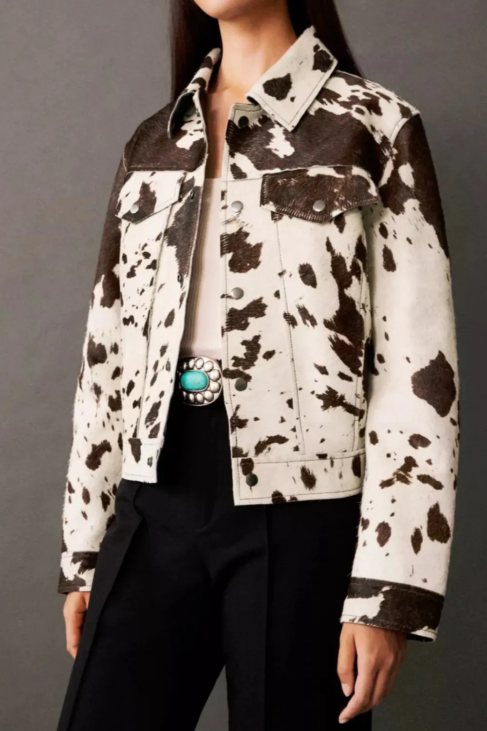 Cow-Print Faux-Fur Jacket