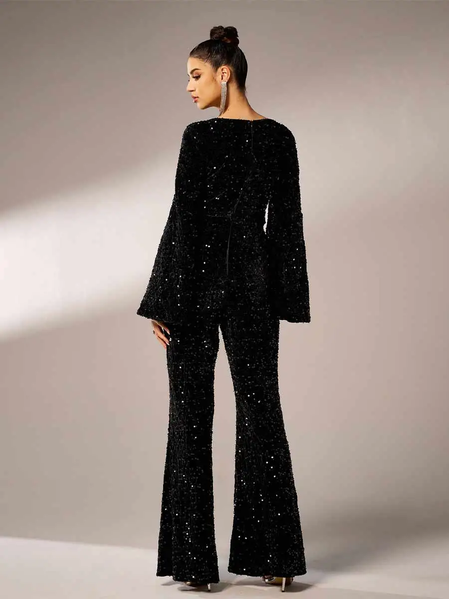 Inez Long Sleeved Square Collar Jumpsuit