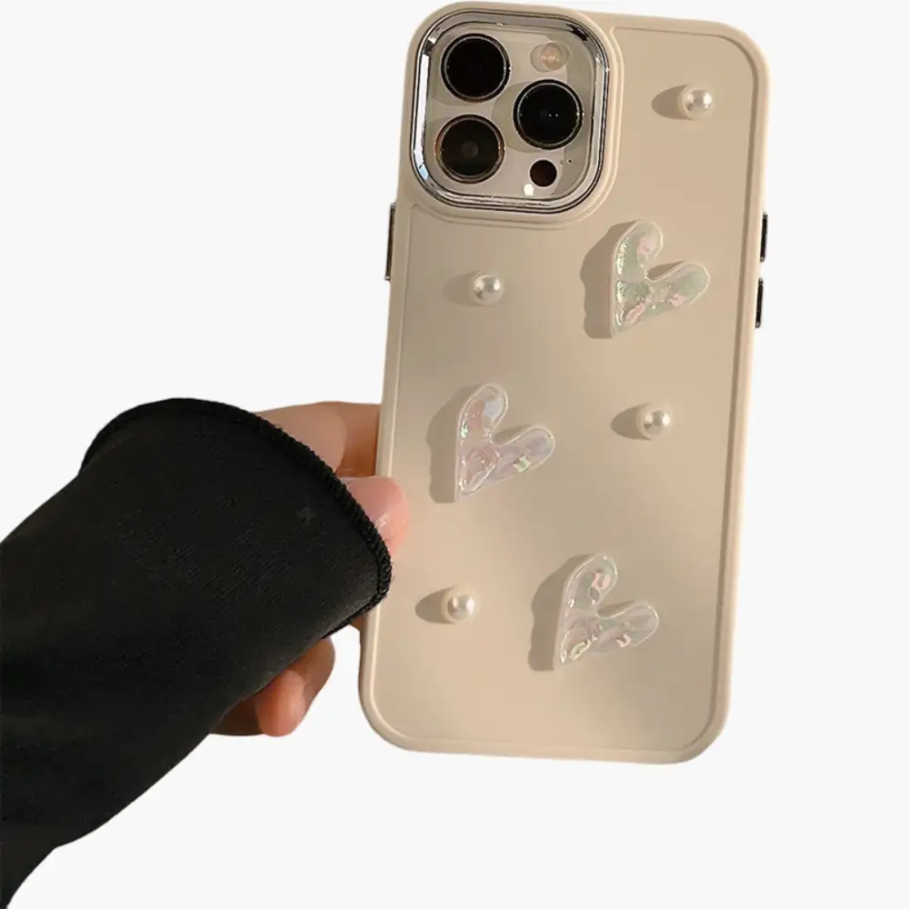 Heart Iridescent Pearl Detail Phone Case