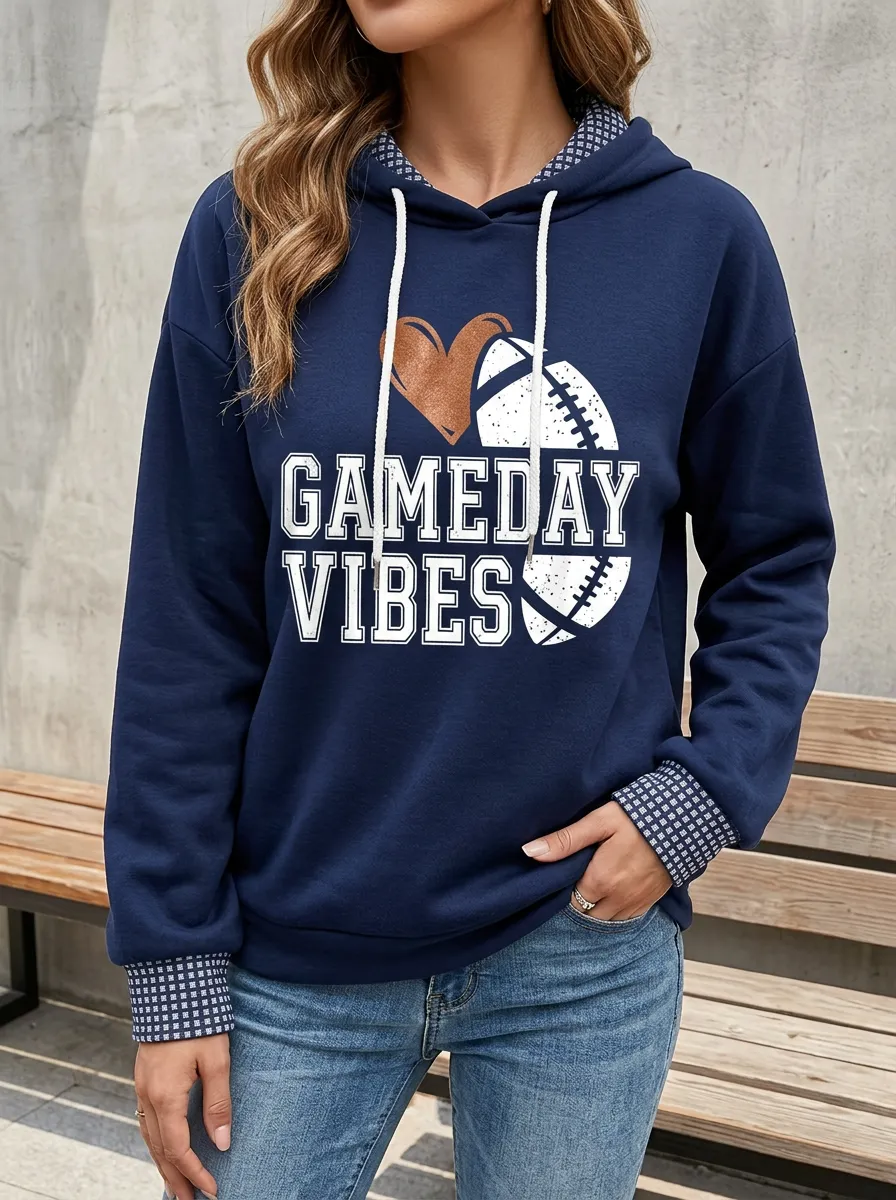 Women's Gridiron Gameday Vibes Heart Graphic Hoodie